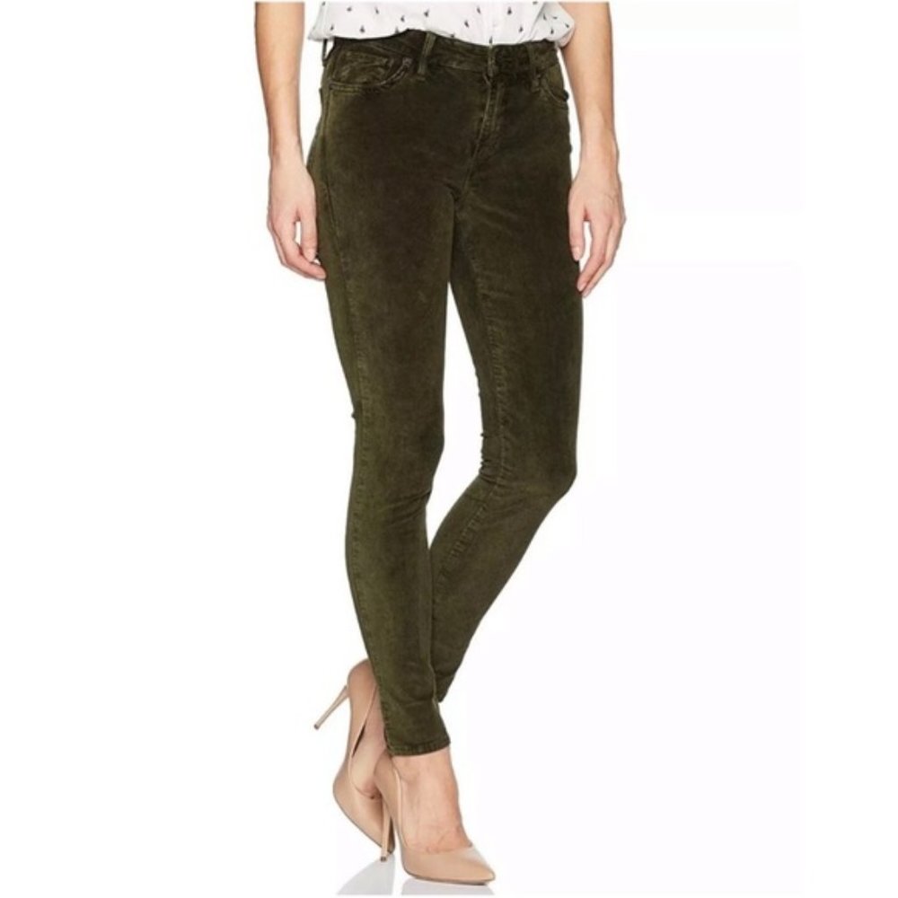 Lucky Brand Brooke Velvet Legging Olive Green Skinny Pants 00/24 EUC